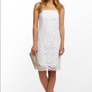 Lilly Pulitzer White Strapless Lace Sheath Dress